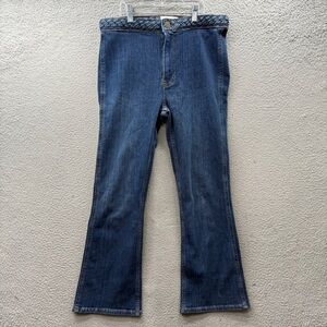 Frame Le High Flare Leg Jeans Denim Braided Waist Dark Wash Women's Size 28